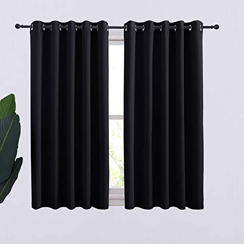 Bathroom Blackout Curtains and Drapes (Black / 70"W x 54"L (Pack of 2))