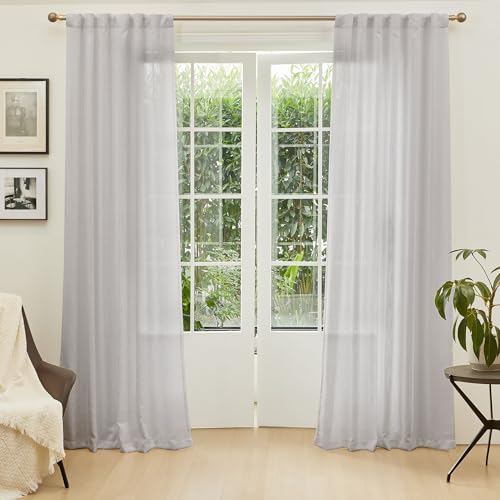 90 Inch Farmhouse Curtains for Living Room (50"W x 90"L (Pack of 2) / Light Grey)