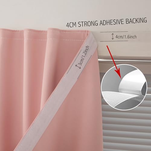 Self Adhesive Blackout Curtains (35"W x 59"L (Pack of 1) / Pink)