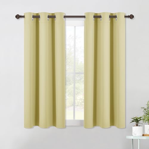 Bedroom Curtains Blackout Drapery Panels (Paler Yellow / 42"W x 54"L (Pack of 2))