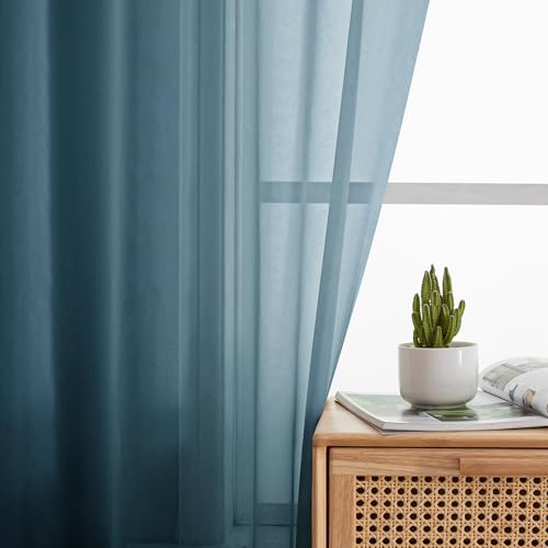 Dusty Blue Sheer Curtains 84 Inches Long (Dusty Blue / 42"W x 84"L (Pack of 2))