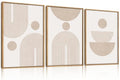 Large Boho Neutral Beige Framed Canvas Wall Art Set (Boho Beige Arch Wall Art / 24"Lx36"W)
