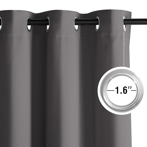 Blackout Curtains Grommet 2 Panels Grey Drapes 95Inches Long (Grey / 52"W x 95"L (Pack of 2))