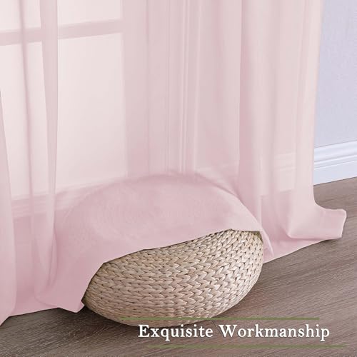 Blush Pink Sheer Curtains 96 Inches Long 2 Panels Set (Blush Pink / 59"W x 96"L (Pack of 2))