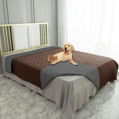 Waterproof Dog Bed Cover Pet Blanket for Furniture Bed Couch Sofa Reversible (82x120 Inch (Pack of 1) / Chocolate+darkgrey)