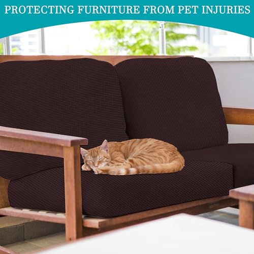 14 Pcs Outdoor Cushion Covers (Jacquard Check Coffee / 14PCS)