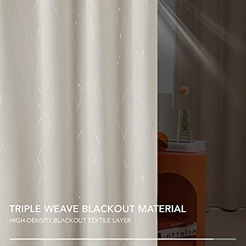 Living Room Curtains 84 Inches Long (Light Beige/Wave Dots / 38"W x 84"L (Pack of 2))