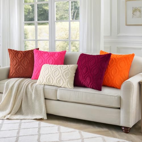 Faux Fur Plush Soft Red Throw Pillow Covers 26x26 Set of 2 (26" x 26" (Pack of 2) / Red)