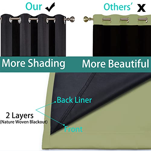 Sage Blackout Curtains 84 Inches Long for Bedroom 52" Wide 2 Panel (52"W x 84"L (Pack of 2) / Sage Green)