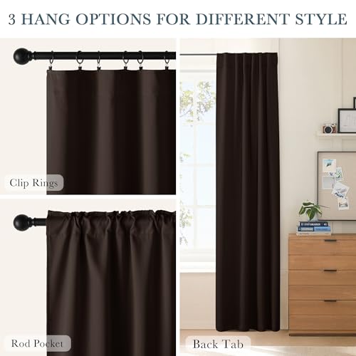 Short Length Curtains for Kitchen (Brown / 34"W x 45"L (Pack of 2))