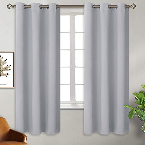 Light Grey Room Darkening Curtains 63 Inch for Bedroom (Light Grey / 38"W x 63"L (Pack of 2))