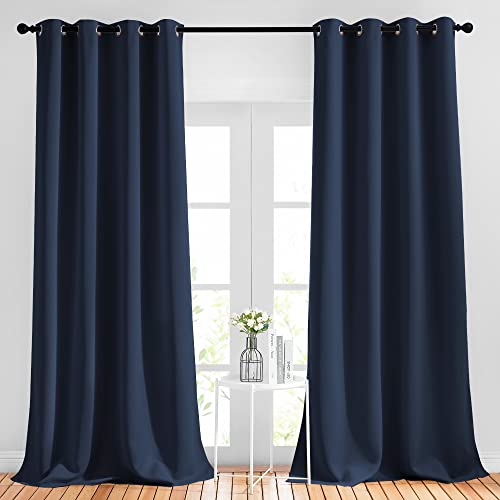Blackout Curtains and Drapes for Kitchen (Navy / 52"W x 95"L (Pack of 2))