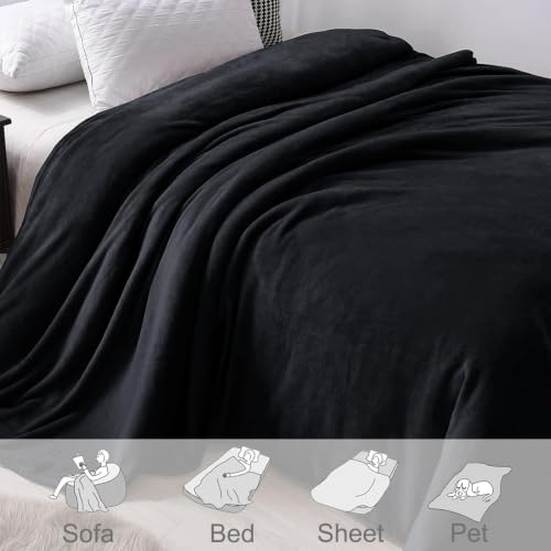Soft Fleece Blanket Twin Size for Bed (Black / Twin XL (66" x 90"))