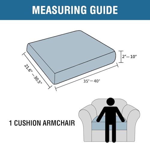 Super Stretch Individual Seat Cushion Covers Sofa Covers Couch Cushion Covers Slipcover Sets Thick Jacquard Textured Twill Fabric (Cream / 1 Cushion Chair)