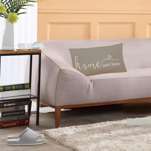 Home Sweet Home Quotes Farmhouse Pillow Covers (20" x 12" (Pack of 1) / Grey)
