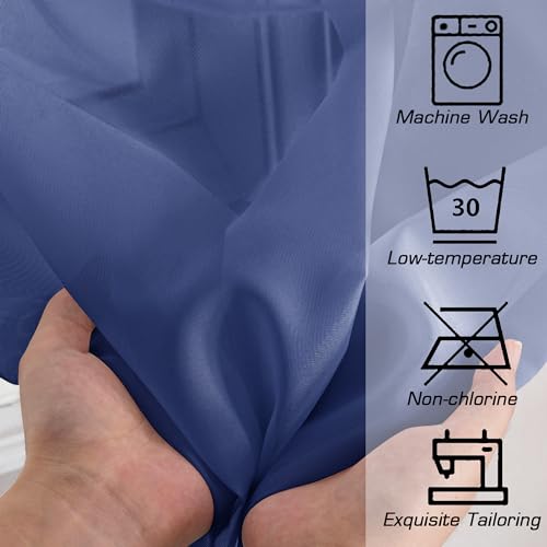 Sheer Curtains 84 Inches Long 2 Panels Set for Bedroom Living Room (Royal Blue / 42"W x 84"L (Pack of 2))