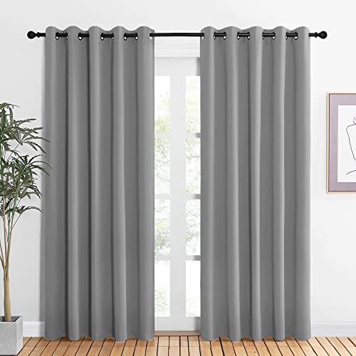 Bedroom Curtains Blackout Drapery Panels (Silver Gray / 60"W x 84"L (Pack of 2))