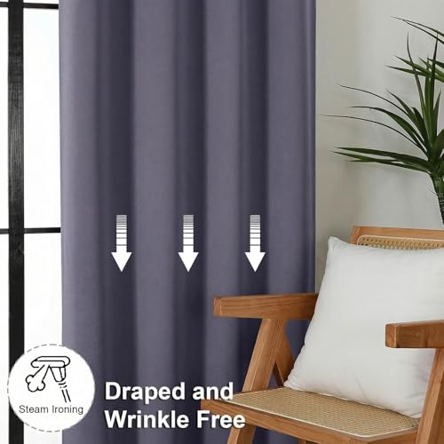 Ava Greyish Purple Blackout Curtains for Bedroom 90 Inches Long 2 Panels Set (Greyish Purple / 50"W x 90"L (Pack of 2))