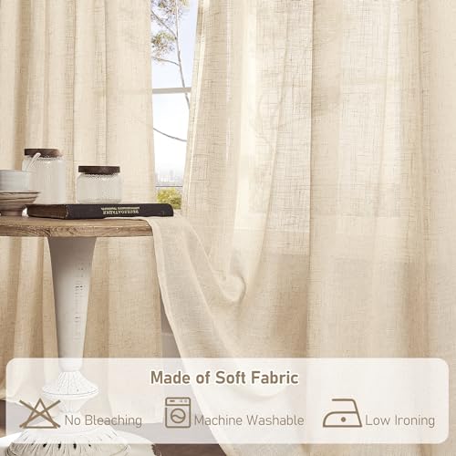 Small Cafe Linen Curtains 36 Inches Long (Linen / 34"W x 36"L (Pack of 2))