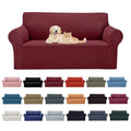 2026 New Stretch Loveseat Sofa Slipcovers Couch Cover for 2 Cushion Furniture Protector Sofa Covers with Elastic Bottom Jacquard Fabric Small Checks for Pets (Dark Red / Loveseat)