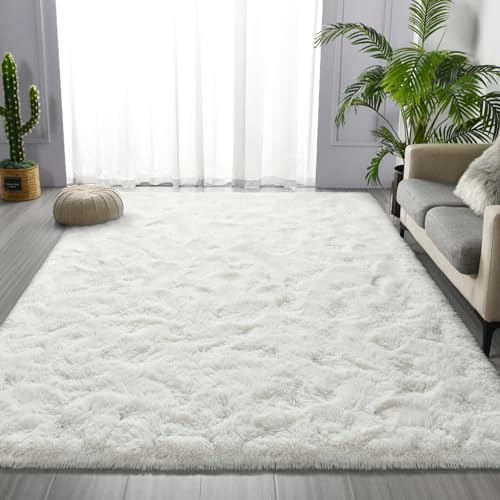 Shag Area Rug (Cream White / 4' x 6' (Rectangular))