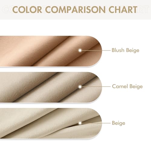 Velvet Curtains Blush Beige 52 x 96 Inch Length Set of 2 (Blush Beige / 52"W x 96"L (Pack of 2))