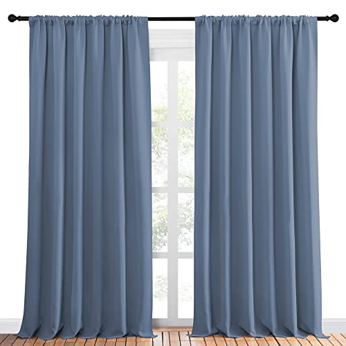 Blackout Curtains Window Draperies (Stone Blue / 70"W x 95"L (Pack of 2))
