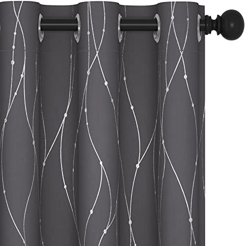 Living Room Curtains 63 Inches Long (Dark Grey/Wave Dots / 38"W x 63"L (Pack of 2))