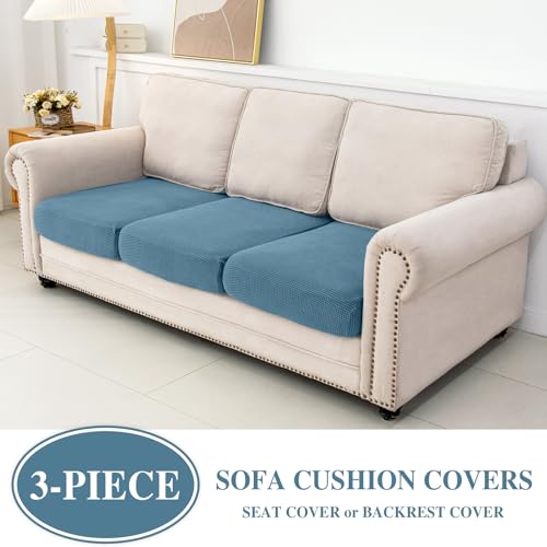 Couch Cushion Covers Seat Cushion Cover Stretch Couch Cover Separate Sectional Sofa Slipcovers Furniture Protector (Blue / 3PC Seat Cover or Backrest)