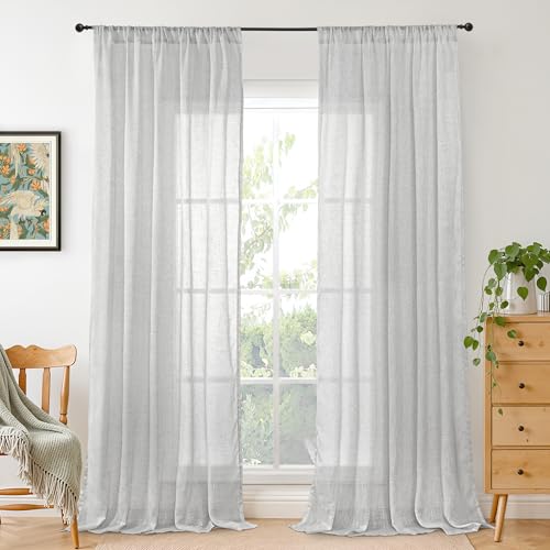 Light Grey Linen Curtains 80 Inch Length for Living Room (Light Grey / 52"W x 80"L (Pack of 2))