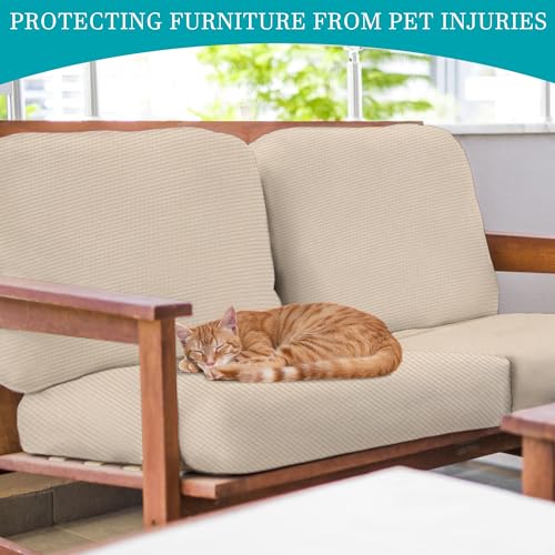 12 Pcs Outdoor Cushion Covers (Jacquard Check Beige / 12PCS)
