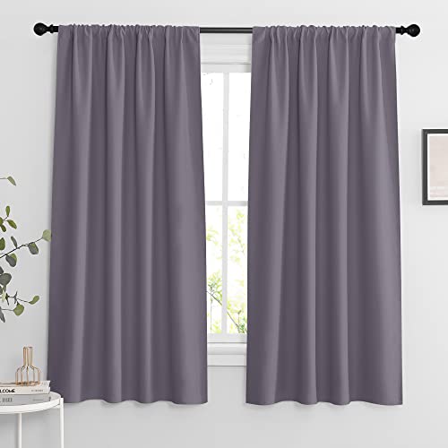 Blackout Curtains for Bedroom Living Room Nursery 63 inches Long (Greyish Purple / 42"W x 63"L (Pack of 2))