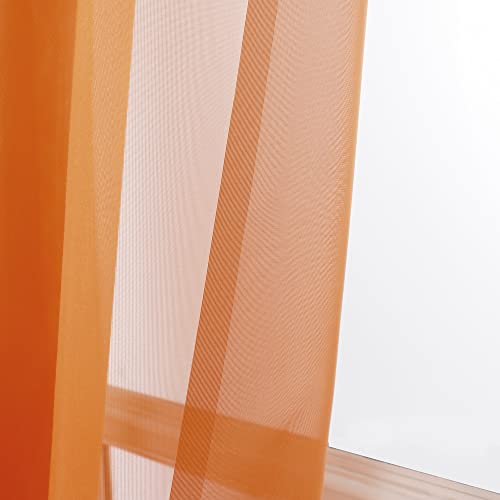 Sheer Orange Curtains (Orange / 42"W x 84"L (Pack of 2))