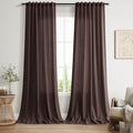 Coffee Brown Linen Curtains for Living Room 100 Inches Long Light Filtering Semi Sheer Curtain Back Tab Luxury Modern Rustic Home Decor Neutral Drapes for Bedroom Dinner Room 52x100 (52"W x 100"L (Pack of 2) / Coffee Brown)