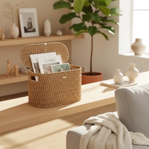 Toilet Paper Storage Basket with Lid (Natural)