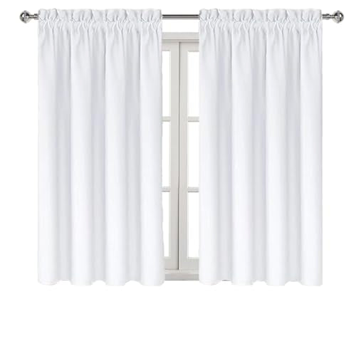White Curtains 50% Light Blocking for Living Room 45 Inch 2 Panels (Pure White / 38"W x 45"L (Pack of 2))