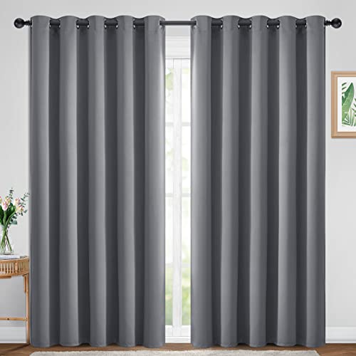 Grey Room Darkening Curtains 70x84 inch Gray Grommet (Grey / 70"W x 84"L (Pack of 2))