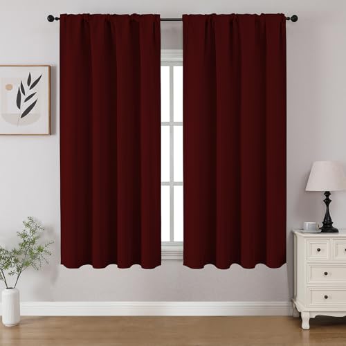 Burgundy Red Blackout Curtains 45 inch Length 2 Panels Set (Burgundy Red / 52"W x 45"L (Pack of 2))