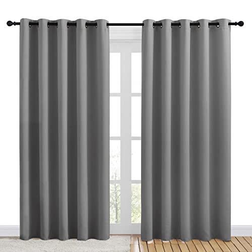 Bedroom Curtains Blackout Drapery Panels (Silver Gray / 70"W x 84"L (Pack of 2))