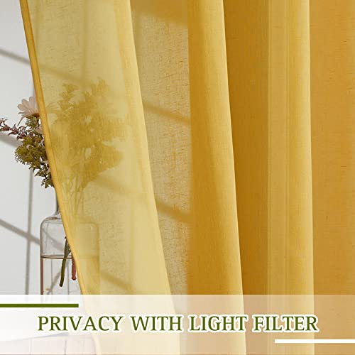 Citrine Linen Curtains 108 inches Long (52"W x 108"L (Pack of 2) / Citrine)