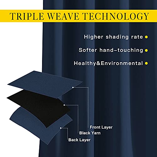 Bedroom Curtains 78 inch Length (Navy / 52"W x 78"L (Pack of 2))