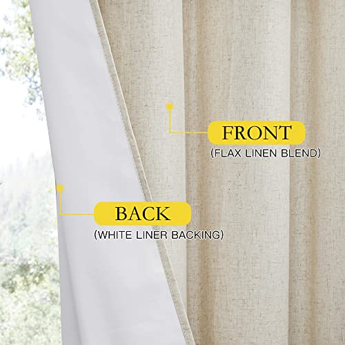 Extra Long Natural Linen 100% Blackout Curtains 120 inches Length 2 Panels Set with Thermal Insulated Liners (62"W x 120"L (Pack of 2) / Natural)