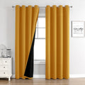 100% Blackout Curtains for Bedroom 72 Inches Long 2 Panels Set (52"W x 72"L (Pack of 2) / Mustard Yellow)