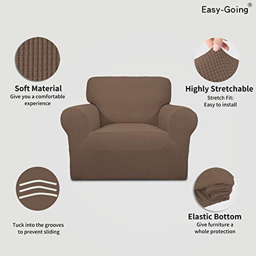Stretch Chair Slipcover with Arm Washable Brown (Small Chair / Brown)
