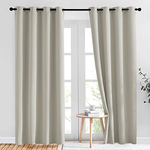 Natural Room Darkening Curtains for Living Room (Natural / 52"W x 84"L (Pack of 2))