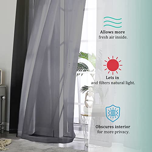 Black Sheer Curtains 72 Inches Long 2 Panels (Black / 42"W x 72"L (Pack of 2))