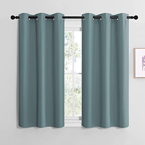 Greyish Blue Blackout Curtains for Guest Room 42" x 48" 2 Panels (Greyish Blue / 42"W x 48"L (Pack of 2))