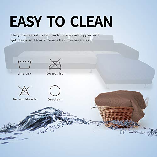 Sectional Couch Covers for Dogs L Shape Sofa Cover Reversible Sofa Slipcover Chaise Lounge Cover Furniture Protector Cover for Pets Dog Cat (42" x 52" / Brown/Brown)