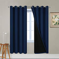 100% Blackout Curtains with Black Liners (52"W x 72"L (Pack of 2) / Navy Blue)