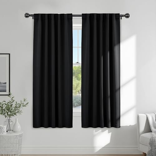 Black Out Window Curtains (Black / 42"W x 72"L (Pack of 2))